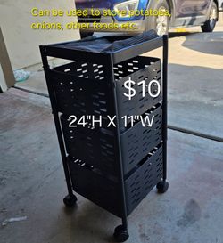 Black 3-Tier Rolling Storage Cart