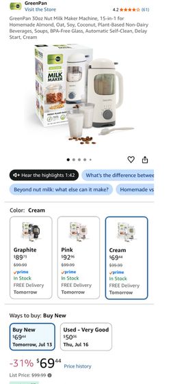 Nut milk maker machine