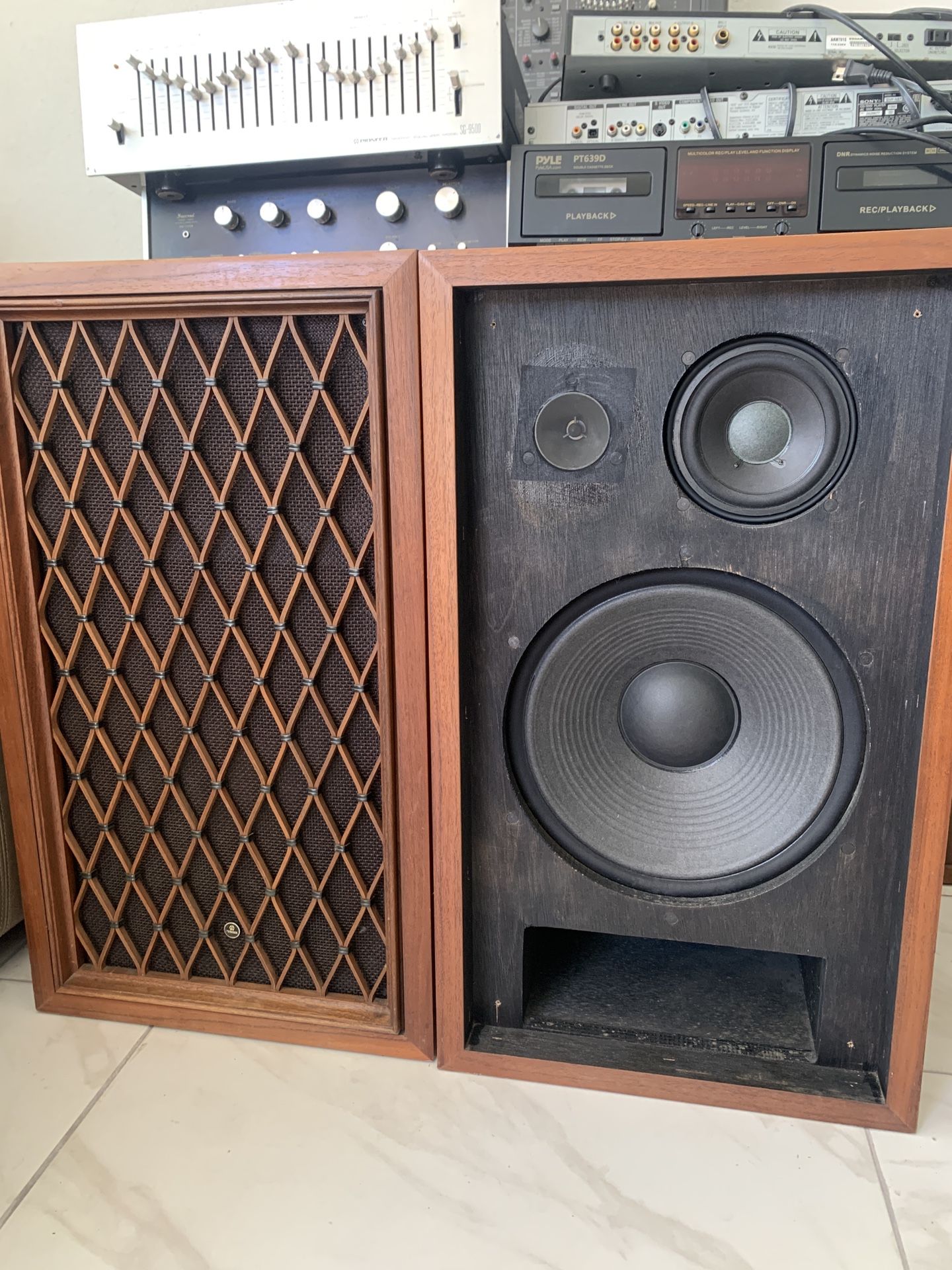 Vintage Pioneer CS 77 Walnut Wood 1970's Speakers
