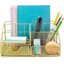 Golden Mesh Desktop Organizer