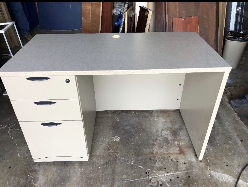 Small gray office desk