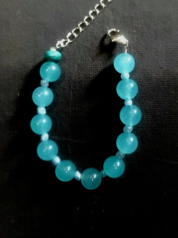 AQUA BLUE 1SIZE 10MM ACCENT BRACELET /ANKLET