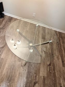 Round Glass Dining Table with Chrome Base