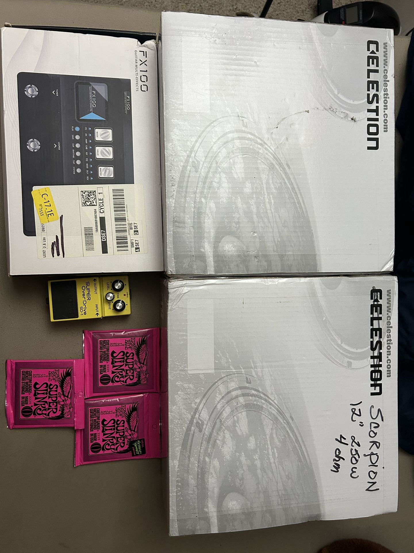 Amp, Amp Parts, Guitar Pedals, and Strings