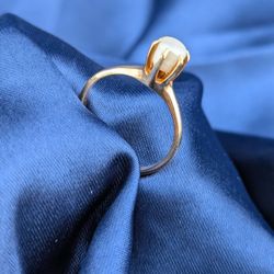 ✨💍💎14K Yellow Gold Solitaire Pearl Ring 💍✨SIZE 7👌