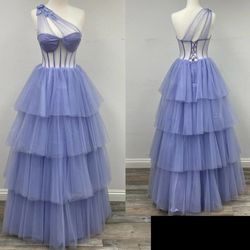 New With Tags Lilac Layered Ruffled Corset Bodice Ball Gown $255