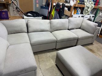 Light Gray Modular Sectional Sofa with Ottoman