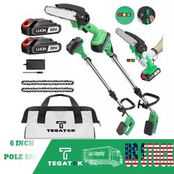 Chainsaw 2-in-1 Cordless Extension Bar Chainsaw, 6-inch Mini with 2 Batteries, brand new