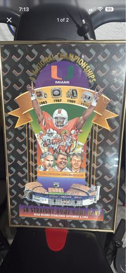 Miami Hurricanes 4 National Championships Framed Poster