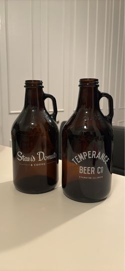 Amber Glass Beer Growlers Set of 2