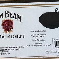 Jim Beam Set of three (3) cast-iron skillets