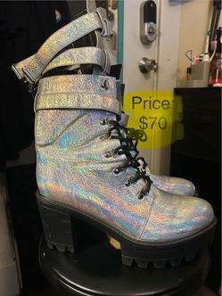 Platform Lace Up Chunky High Heel Boots