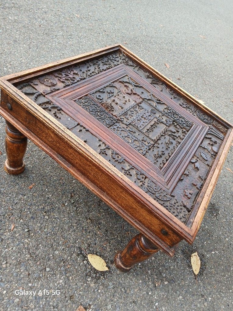Vintage Tribal Inlaid Coffee Table End Table