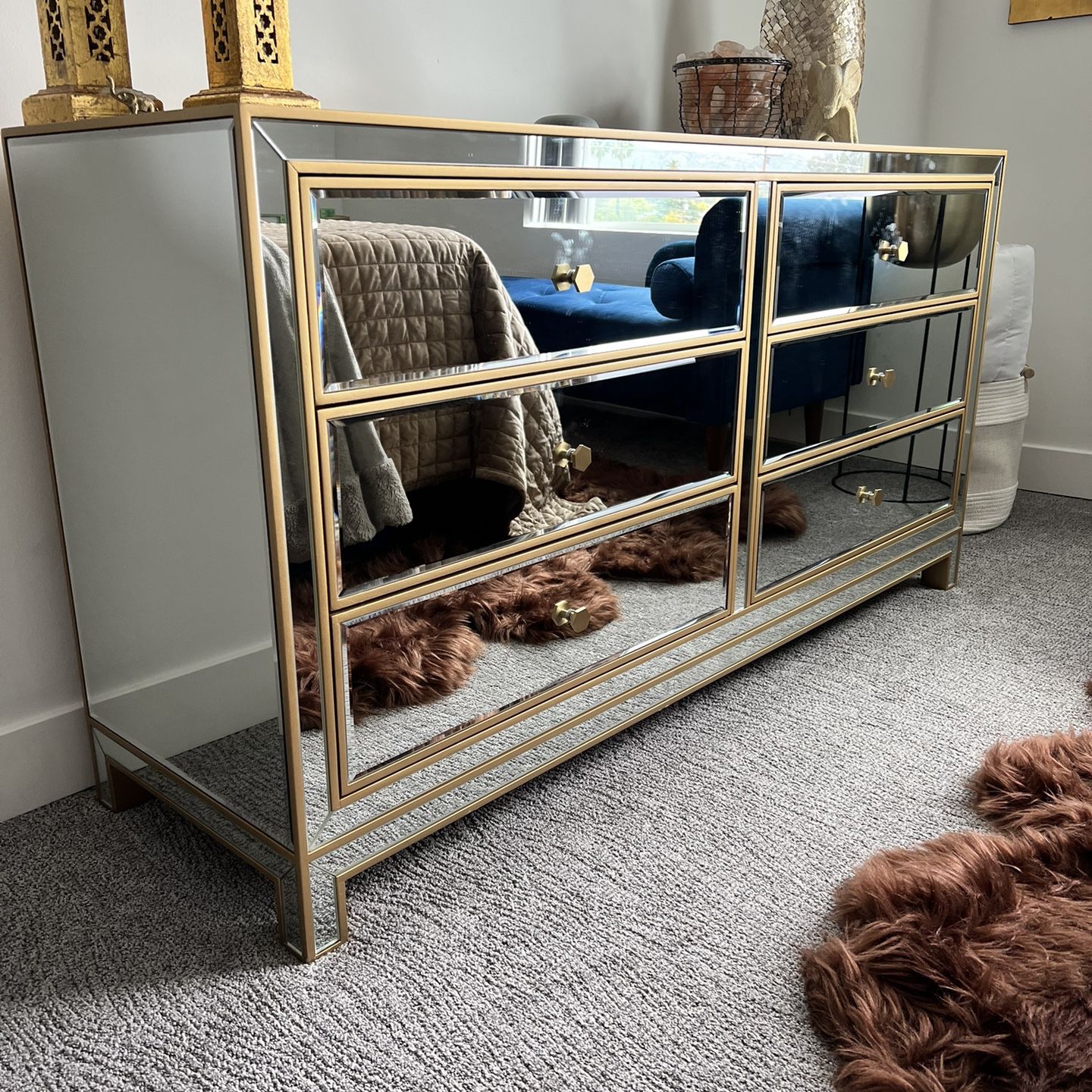 Gold mirrored dresser