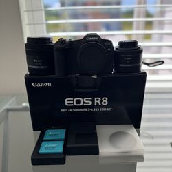 Canon EOS R8 Camera RF 24-50mm F4.5-6.3 IS STM & RF16mm F2.8 STM Lens
