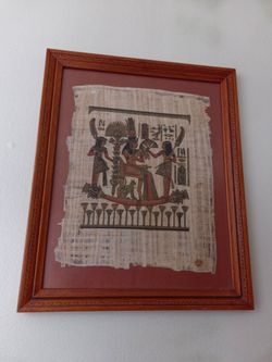 Framed Vintage Egyptian Papyrus Painting