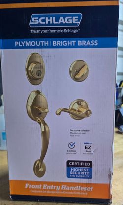 Schlage Plymouth Bright Brass Front Door Entry Retail $159