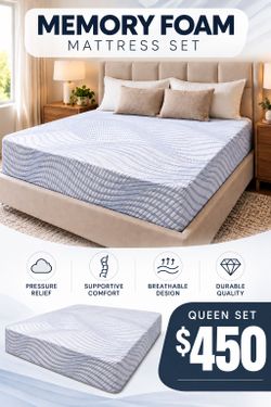 Queen Memory Foam Mattress Set