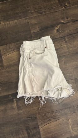 beige denim shorts