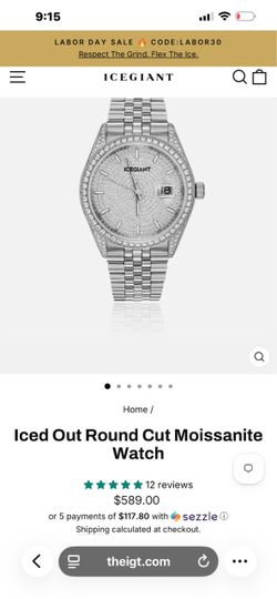 Iced Out Round Cut Moissanite Watch