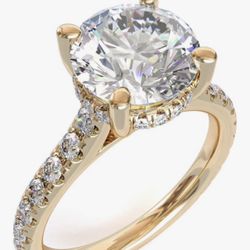 Yellow Gold Classic Pave Band with Round Cut Lab Grown Diamond Ring, Engagement, Wedding, IGI Certified, Promise Rings Size 5,5