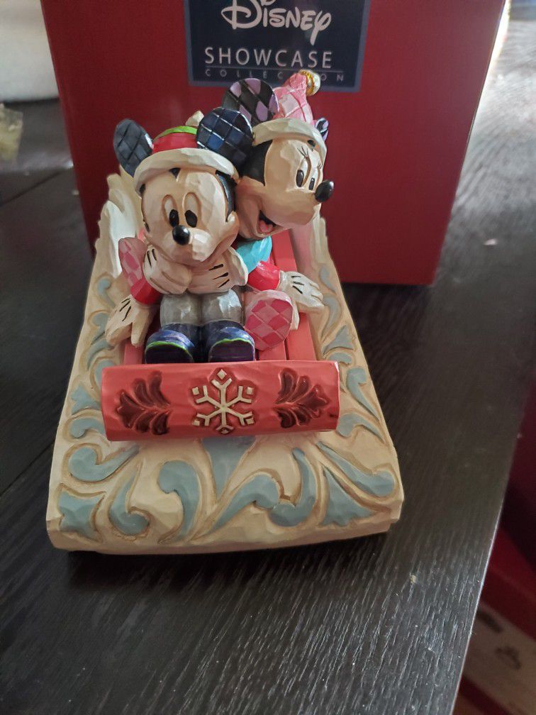 Jim Shore Disney Mickey and Minnie Sledding "Sledding Sweethearts"

(With Box)