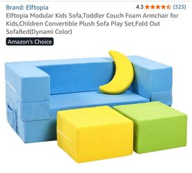 Modular Kids Sofa,Toddler Couch Foam Armchair for Kids, Children Convertible Plush Sofa Play Set,Fold Out