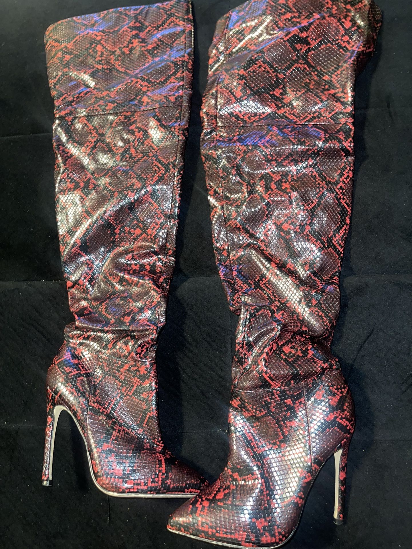 Snakeskin Long Thigh Boots