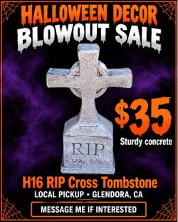 H16 — Concrete RIP Cross Tombstone — $35