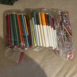 CRAYONS MARKERS COLORED PENCILS