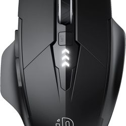 INPHIC Bluetooth Mouse [Upgraded: Battery Level Visible], Rechargeable Wireless Mouse Multi-Device (Tri-Mode:BT 5.0/4.0+2.4Ghz) with Silent,Black