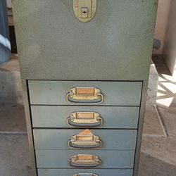 Vintage Metal 6 Drawer Filing Cabinet