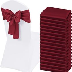 90 Pack Burgundy Chair Sashes  Party Decorations  New