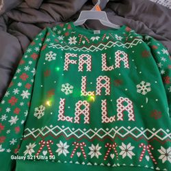 Christmas Lights Up Sweat Shirt New Works 