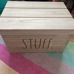 Rae Dunn “stuff” wooden box. Some light cosmetic damages, barely used. $20