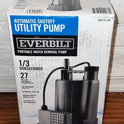 Everbilt 1/3 HP 27 GPM Automatic Utility Portable Water Removal Pump EBAU33
