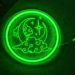 Clayful Moon & Cloud Round LED Neon Sign Wall Light 1/$20 OR 2/$30