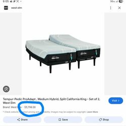 Split king/Split CaliKing... Tempur-Pedic ProAdapt medium . 70% off of the Retail Price 