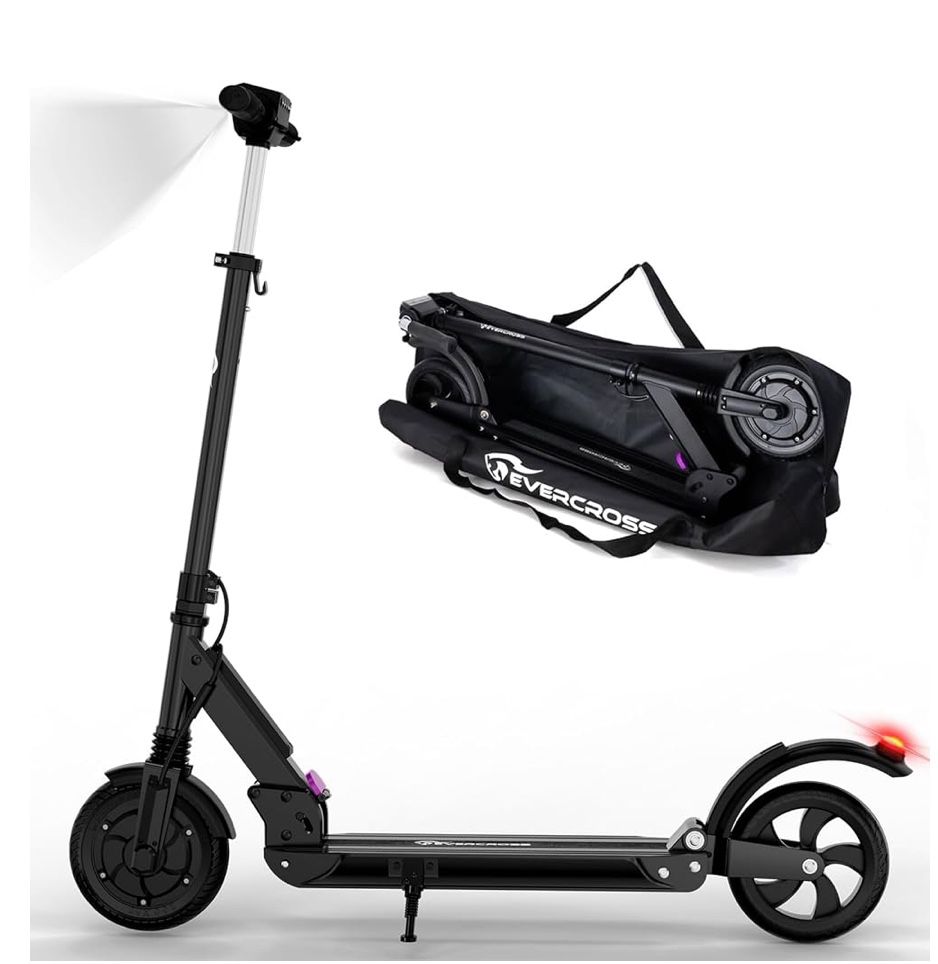 EVERCROSS EV08E Electric Scooter, 350W Motor & 8" Solid Tires, 20 Miles Range &19 Mph, 3 Speed Modes, Folding Commuter Electric Scooter for Adults Tee