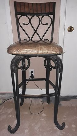 Tall Swivel Bar Stool Iron and Wood