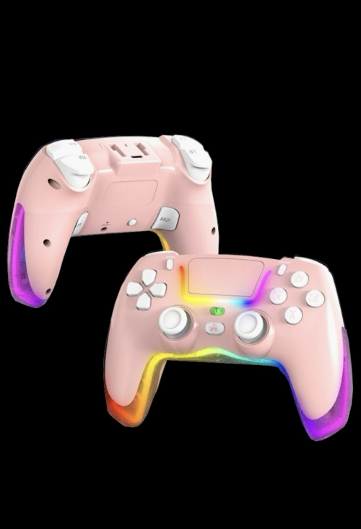 PS4 Dazzle Color Light Wireless Bluetooth Grip(Pink)
