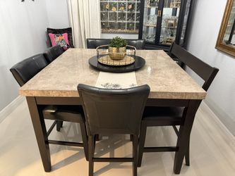 Marble Design Counter/Bar Height Dining Set