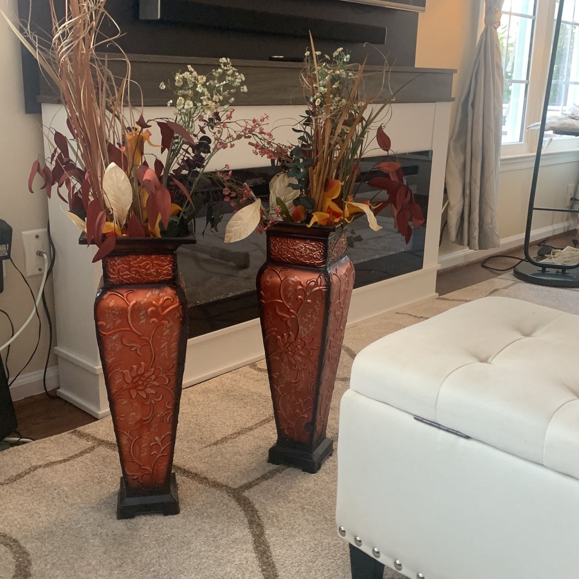 Red Vases With Flowers Perfect For Decor