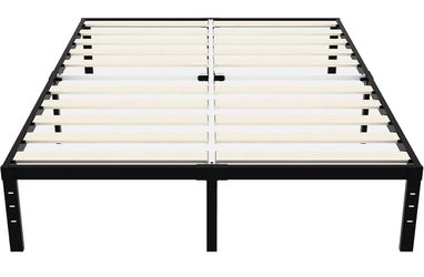 King 16” Heavy Duty Metal Bed Frame w/Wood Slats