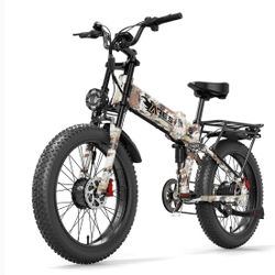 This is a AMYET   Ares   2*1000W   Dual   Motor Electric   Mountain   Folding   Bike 52V/20Ah   -   Camo