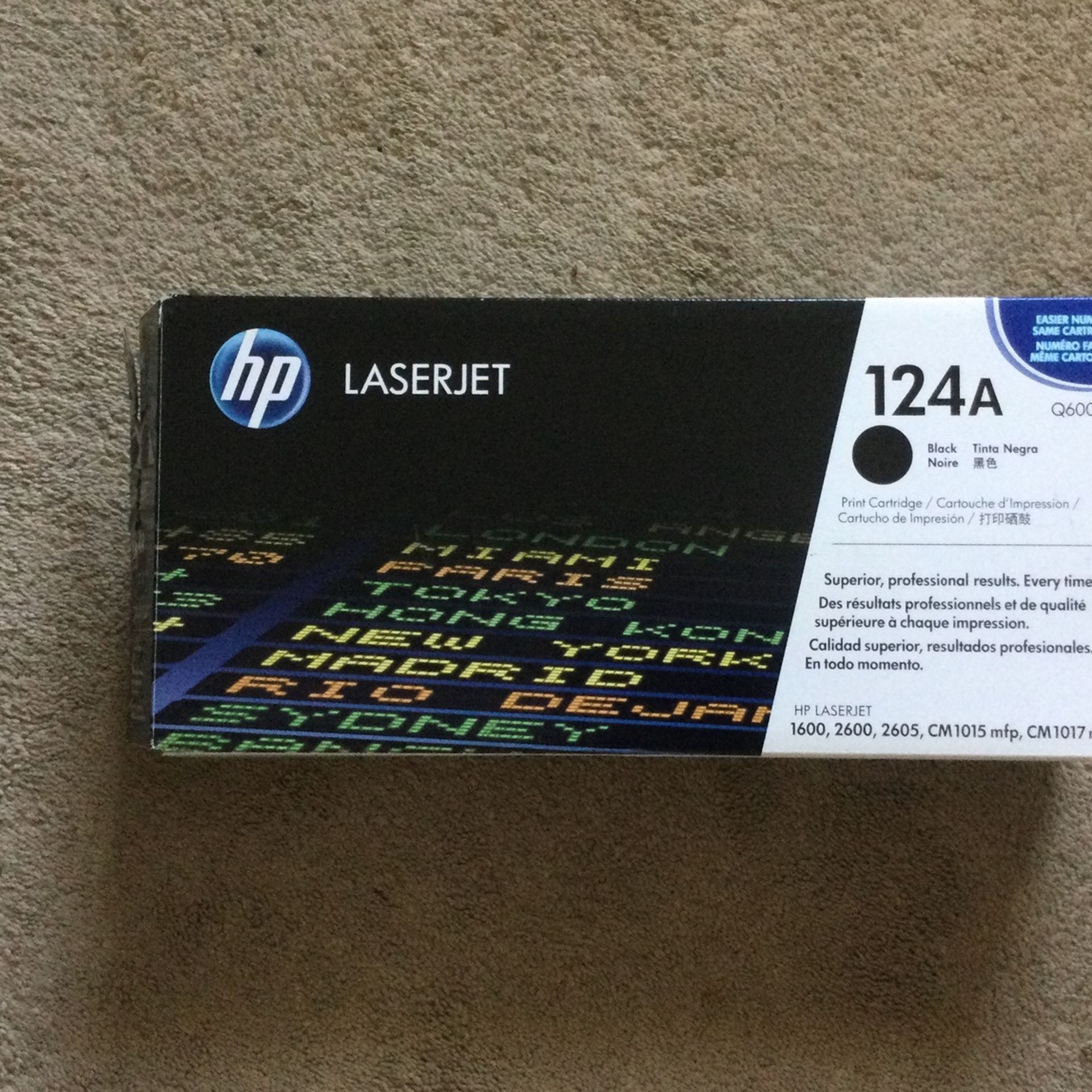NEW - HP LaserJet 124A Black Cartridge For 1600, 2600, 2605, CM 1015 mfp, CM 1017 mfp LaserJet printers