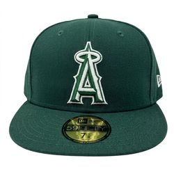 New Era Green Fitted Cap with White Trimmed 'A' Logo
