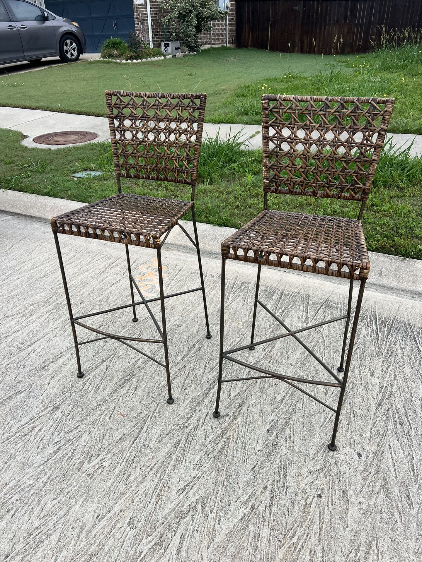 Iron Barstool Wicker set patio chairs 77546