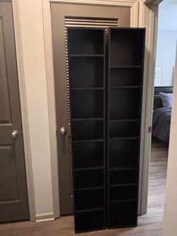 2 Slim Black Bookcase/Media Shelf