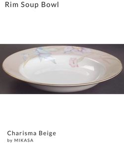 Mikasa Charisma Beige Set of Four Rimmed Soup Bowls